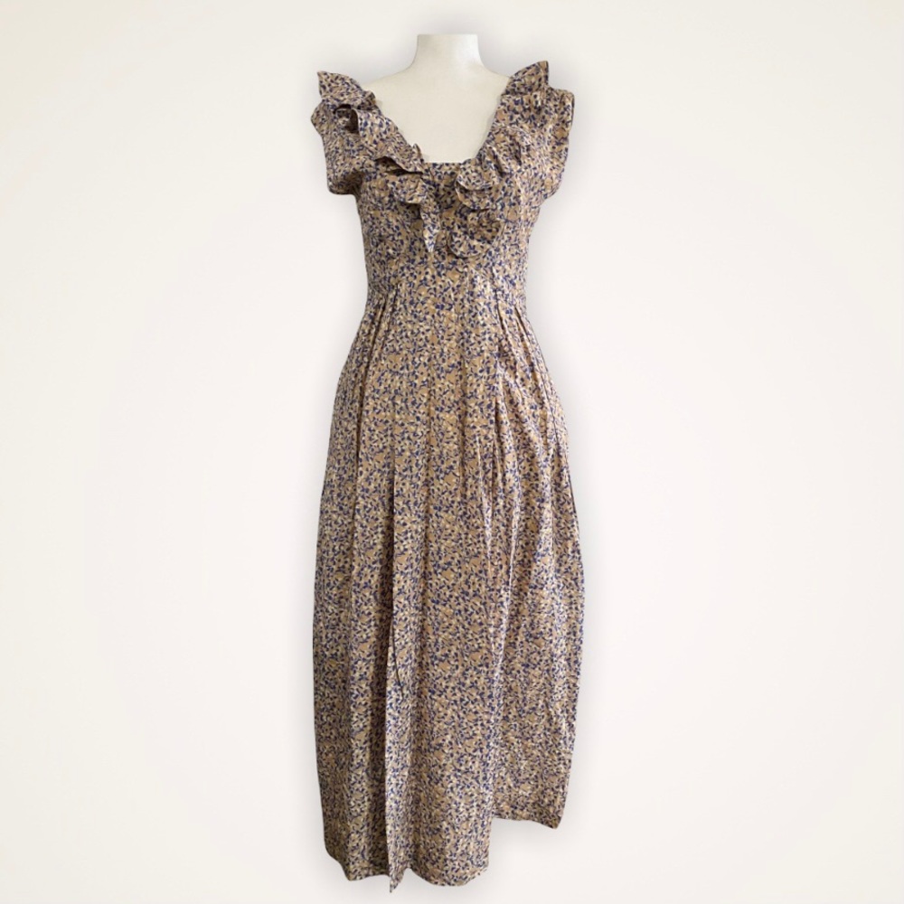 Sleeveless Lavender Floral Maxi Dress with Ruffle Trim - Picture 6 of 16